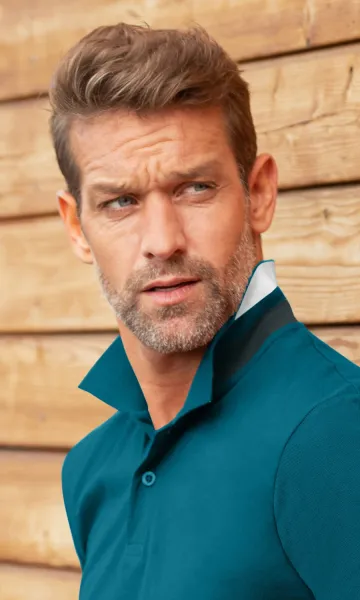 Vyriški polo marškinėliai su apykakle - 2 sagų užsegimas