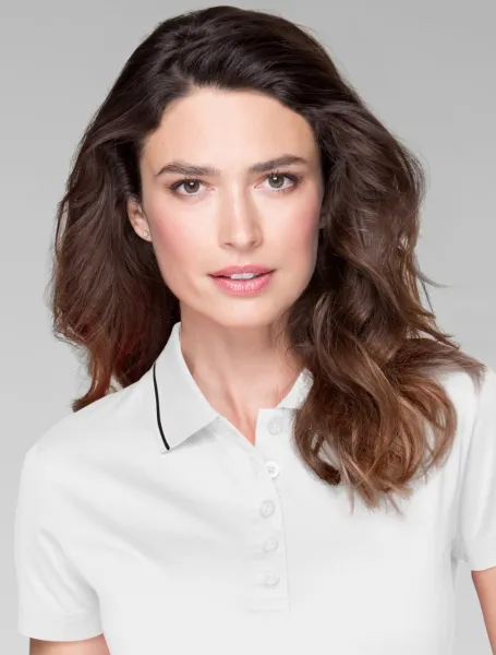 Moteriški elegantiški merserizuoti polo marškinėliai - 5 sagų užsegimas